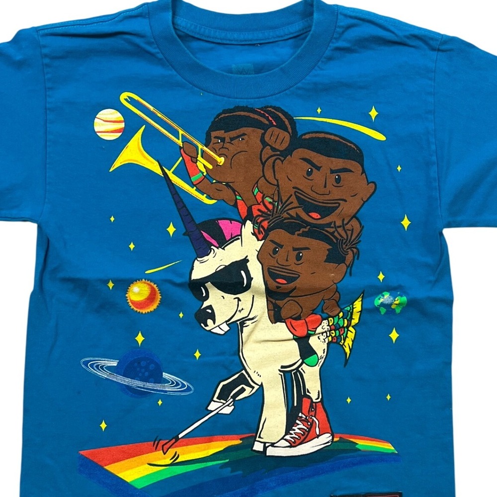 Kids WWE Wear Youth S Blue Graphic T-Shirt New Day‎ Unicorn Wrestlers Print J5